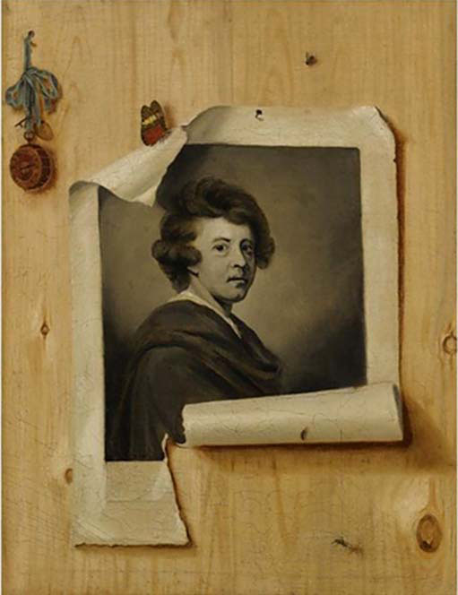 Trompe l'Oeil with an Engraving after a Self-portrait by Sir Joshua Reynolds